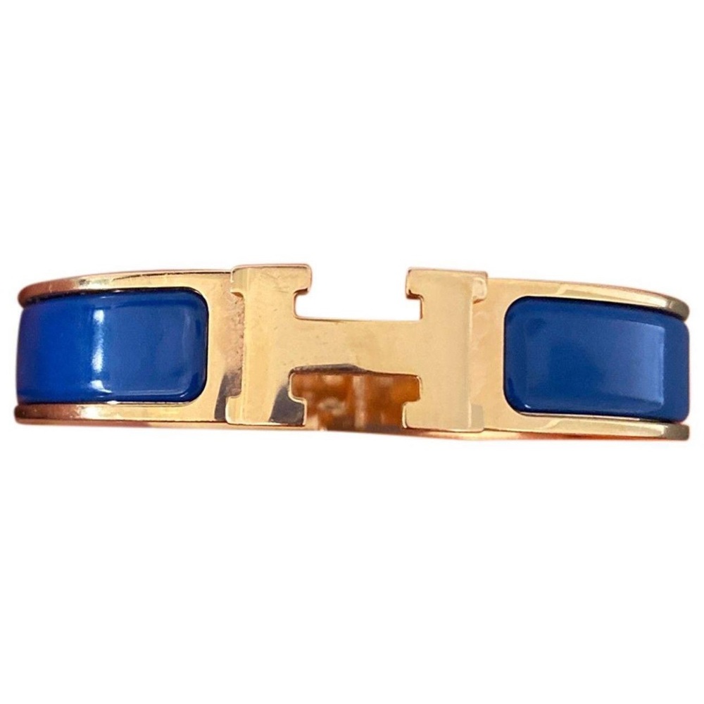 Hermes Light Navy Blue Enamel Narrow Clic Clac H Gold Women’s Bracelet